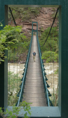 Suspension footbridge across the Utcubamba River