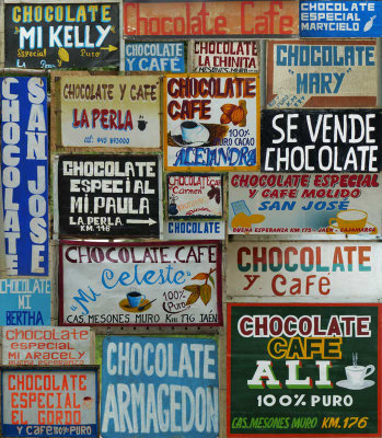 Collage of signs selling chocolate