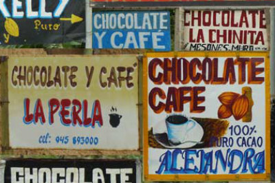 Peruvian chocolate sign